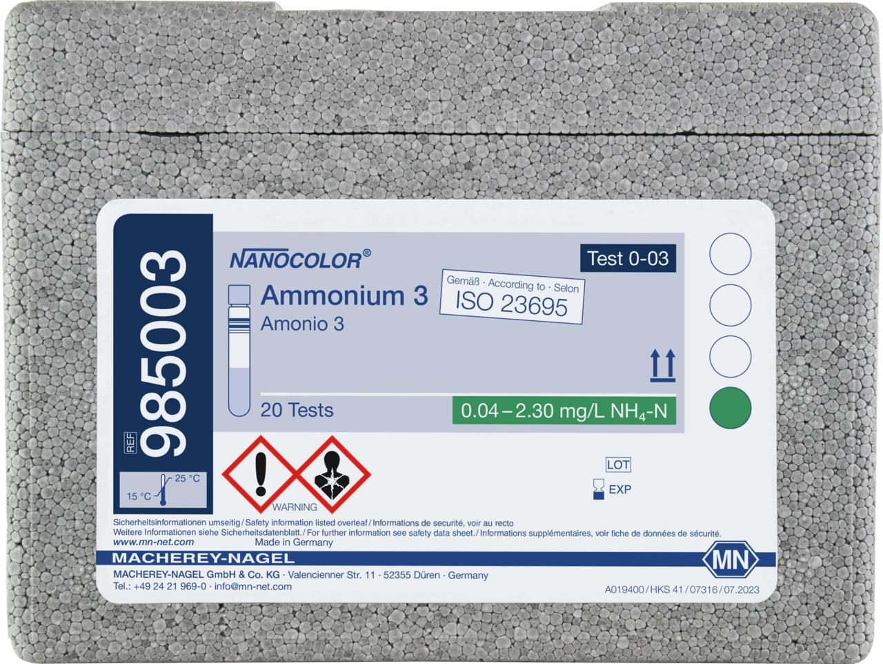 Kit NANOCOLOR Ammonium 3 pentru determinarea amoniului, REF 985003