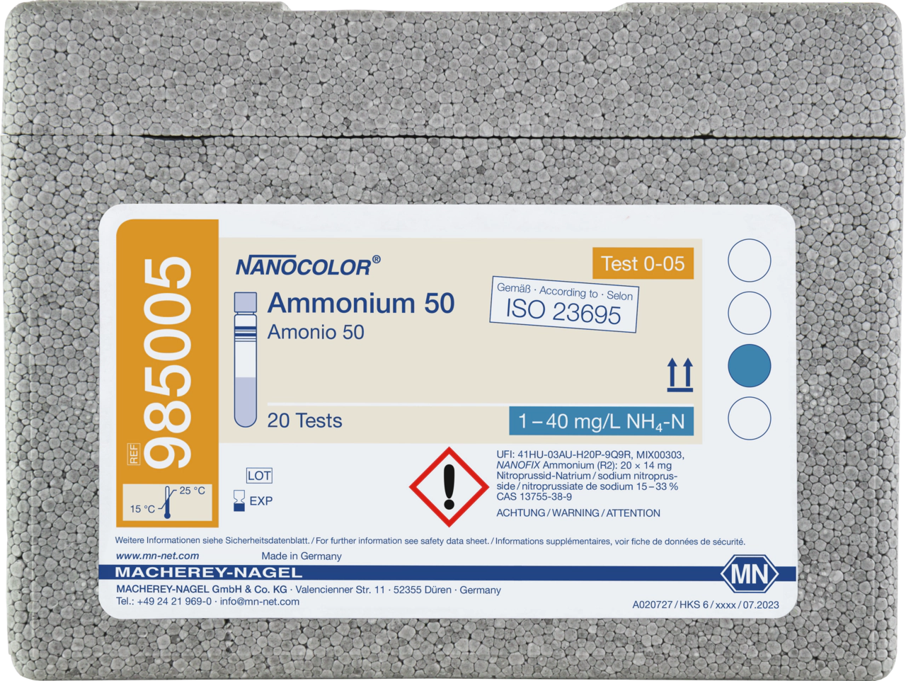 Kit NANOCOLOR Ammonium 50 pentru determinarea amoniului, REF 985005