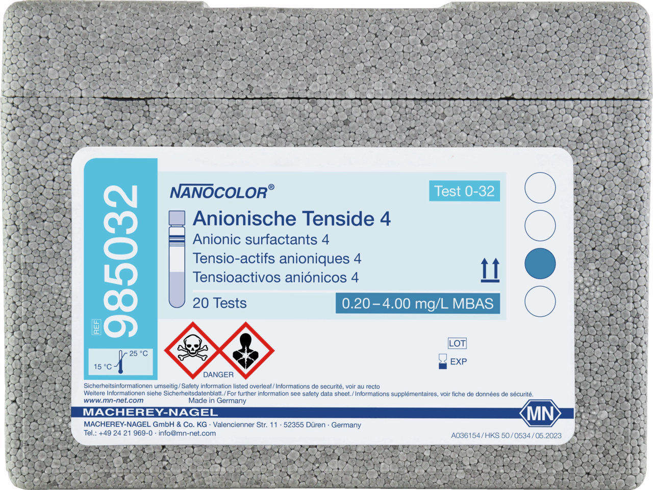 Kit NANOCOLOR Anionic surfactants 4 pentru determinarea tensidelor anionice, REF 985032