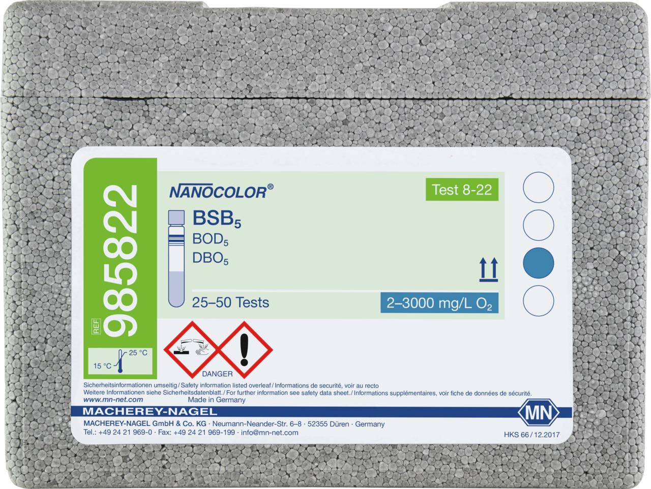 Kit NANOCOLOR BOD5 pentru determinarea consumului biochimic de oxigen (CBO₅), REF 985822