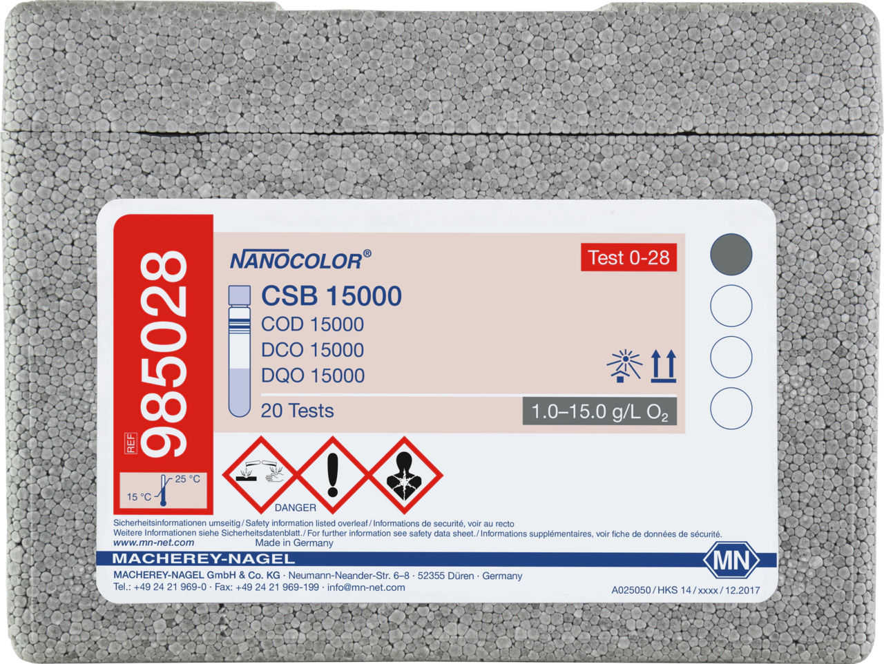 Kit NANOCOLOR COD 15000 pentru determinarea consumului chimic de oxigen (CCO-Cr), REF 985028