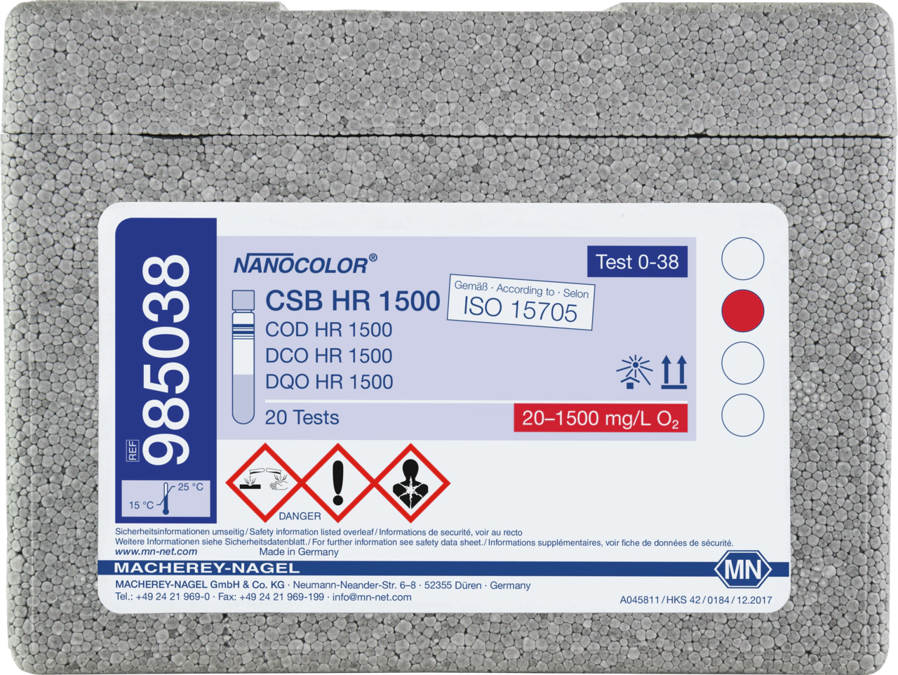 Kit NANOCOLOR COD HR 1500 pentru determinarea consumului chimic de oxigen (CCO-Cr), REF 985038