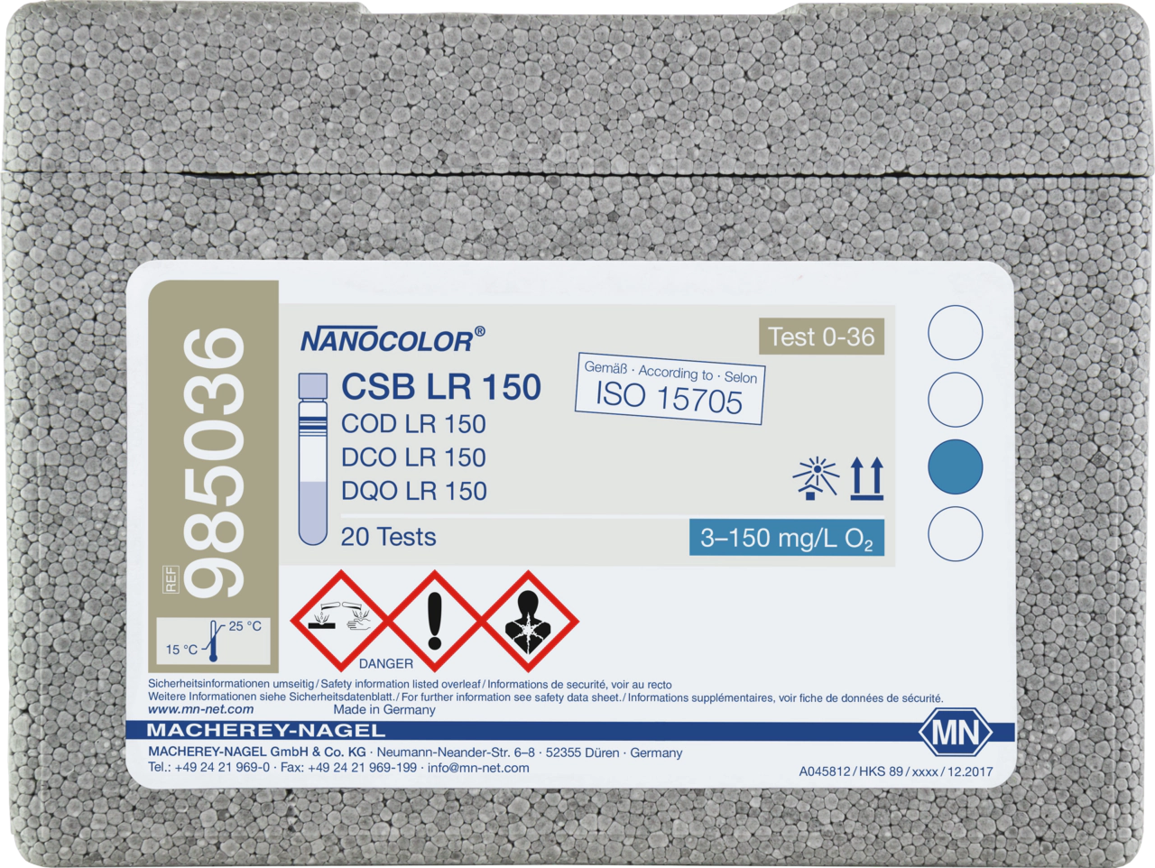 Kit NANOCOLOR COD LR 150 pentru determinarea consumului chimic de oxigen (CCO-Cr), REF 985036