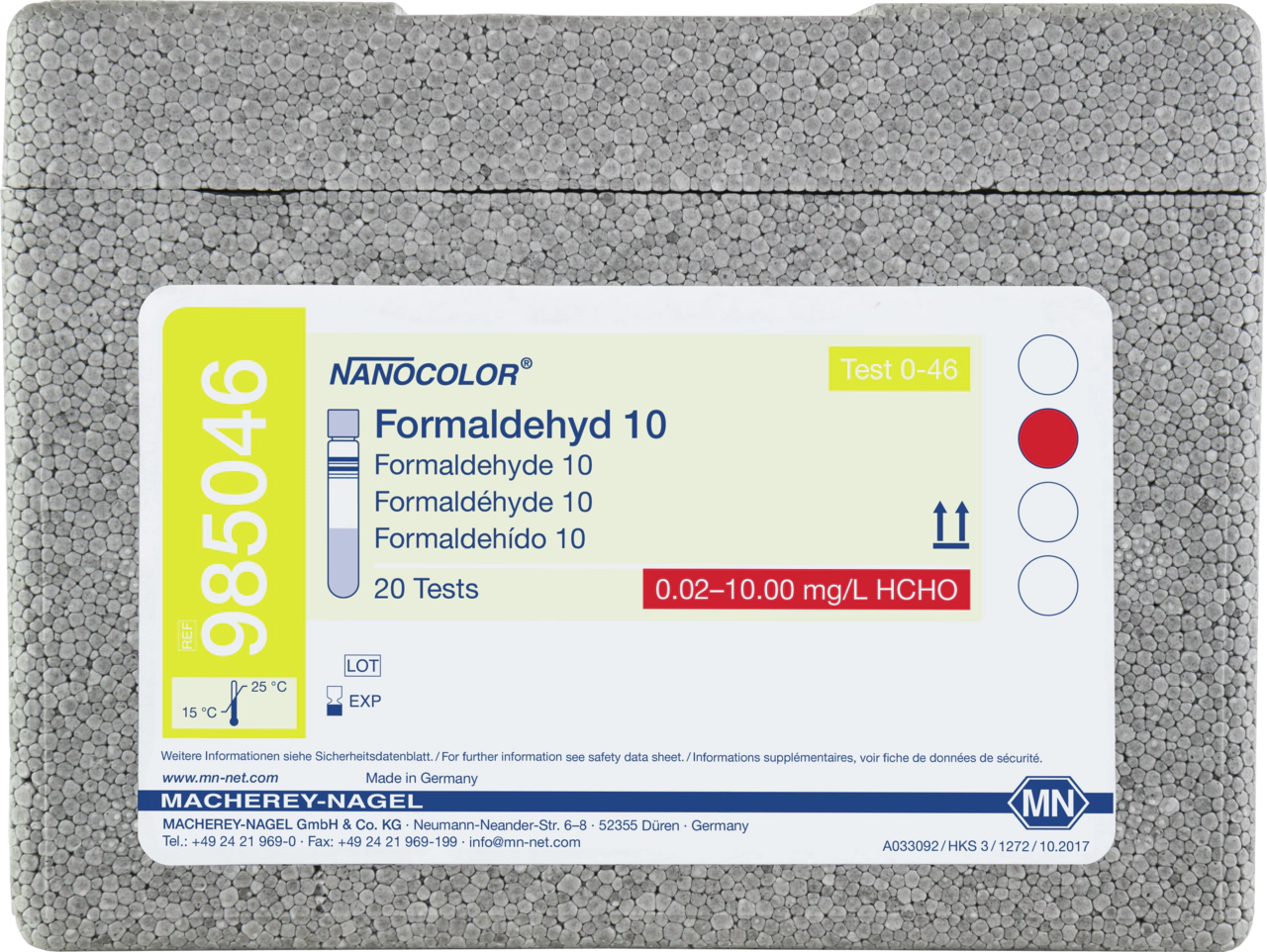 Kit NANOCOLOR Formaldehyde 10 pentru determinarea formaldehidei, REF 985046