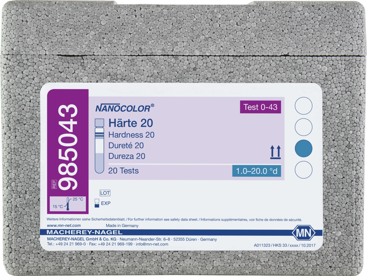 Kit NANOCOLOR Hardness 20 pentru determinarea durității totale, REF 985043