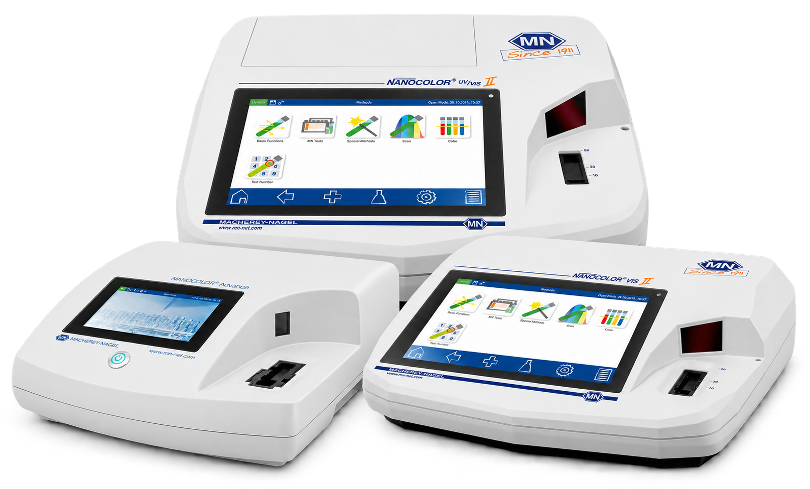 Spectrofotometru portabil NANOCOLOR Advance și spectrofotometre de laborator VIS II și UV-VIS II MACHEREY-NAGEL